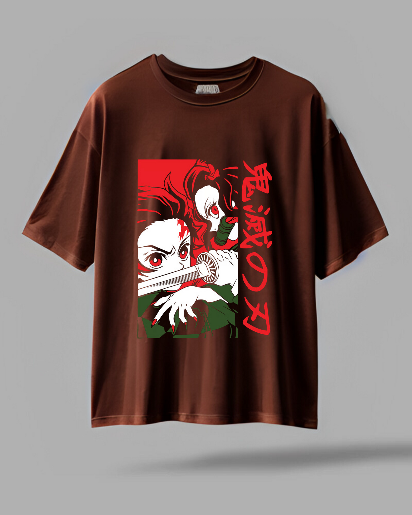 DROP SHOULDER T-SHIRT - Tanjiro Nezuko Duo Red