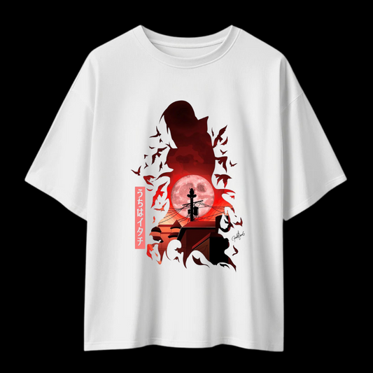 DROP SHOULDER T-SHIRT -  Itachi Uchiha Red Moon
