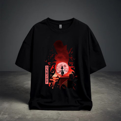 DROP SHOULDER T-SHIRT -  Itachi Uchiha Red Moon