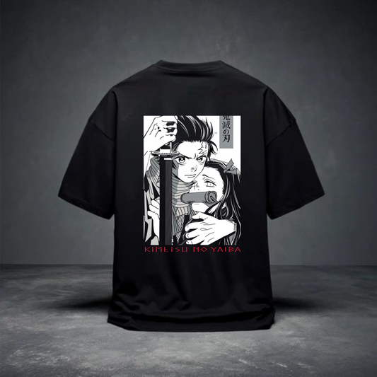 DROP SHOULDER T-SHIRT - Blades & Bloodline – Tanjiro x Nezuko